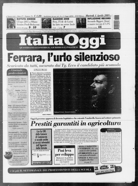 Italia oggi : quotidiano di economia finanza e politica